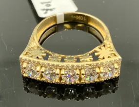 10k Ring Solid Gold Ladies Designer Floral Style with Signity Stones R2835