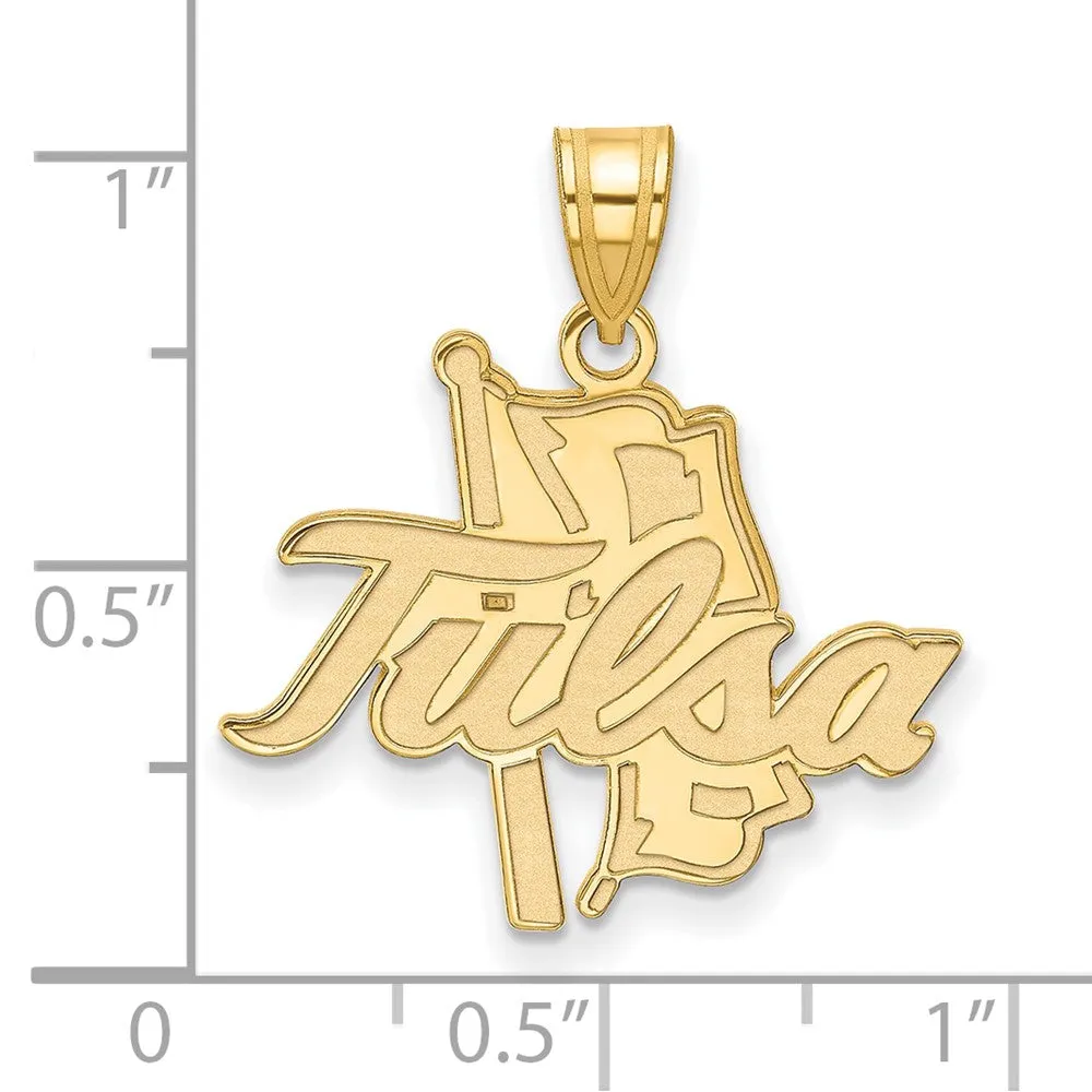 10k Yellow Gold The U. of Tulsa Large Script Pendant