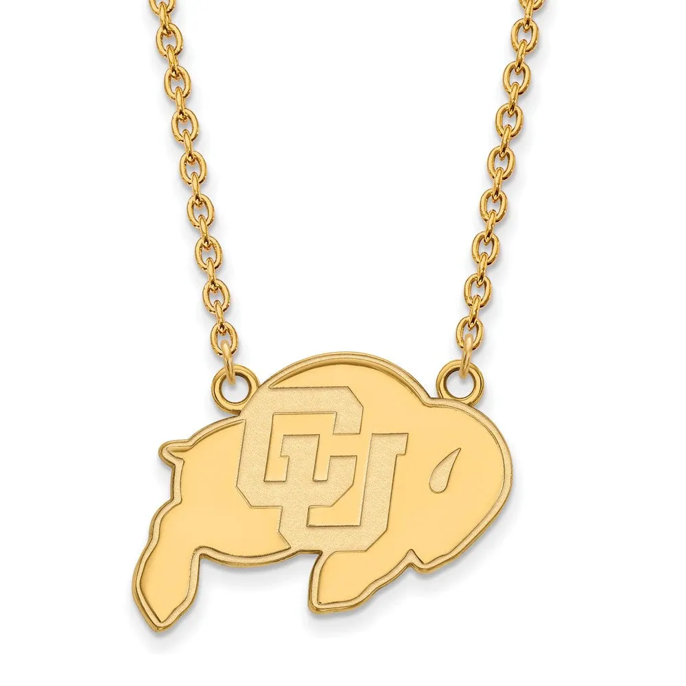 10k Yellow Gold U of Colorado Large Buffalo Pendant Necklace