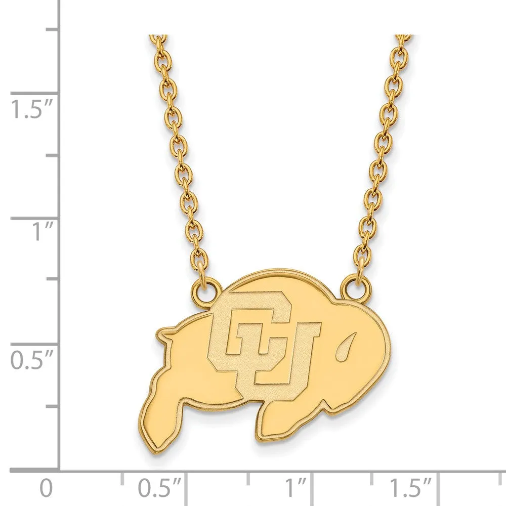 10k Yellow Gold U of Colorado Large Buffalo Pendant Necklace