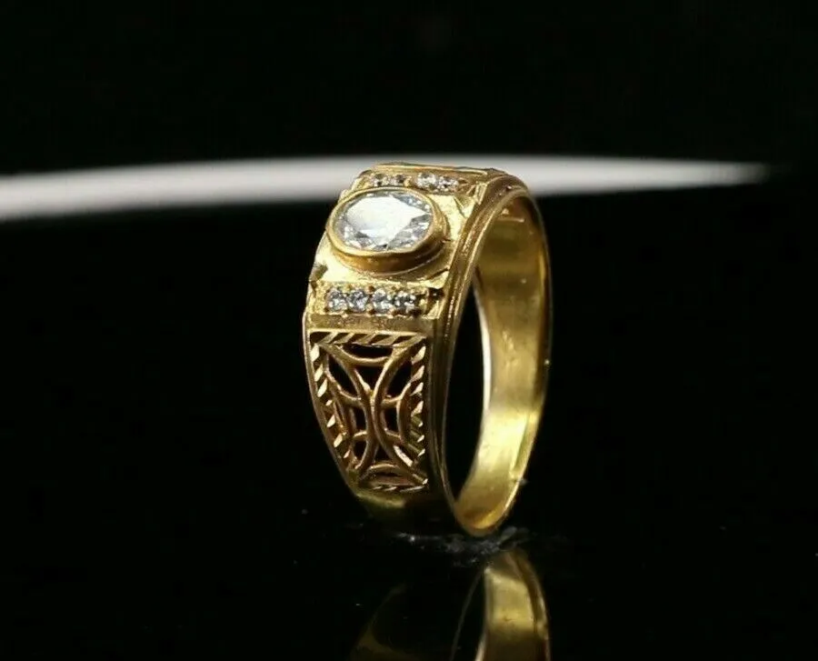 22k Ring Solid Gold ELEGANT Charm Mens Band SIZE 10.5 RESIZABLE r2553mon