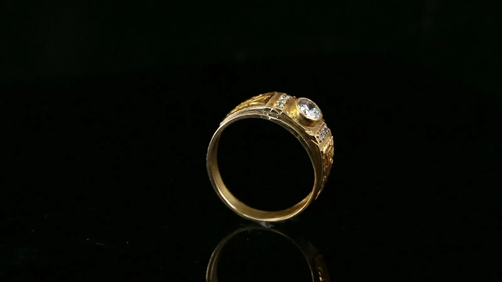 22k Ring Solid Gold ELEGANT Charm Mens Band SIZE 10.5 RESIZABLE r2553mon