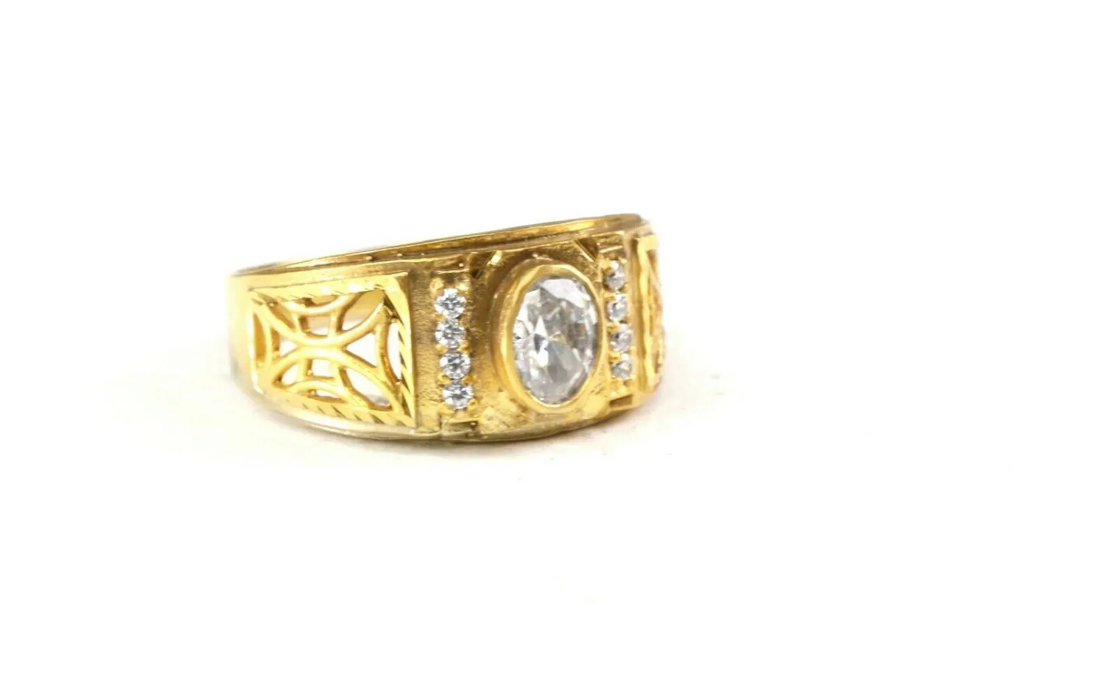 22k Ring Solid Gold ELEGANT Charm Mens Band SIZE 10.5 RESIZABLE r2553mon