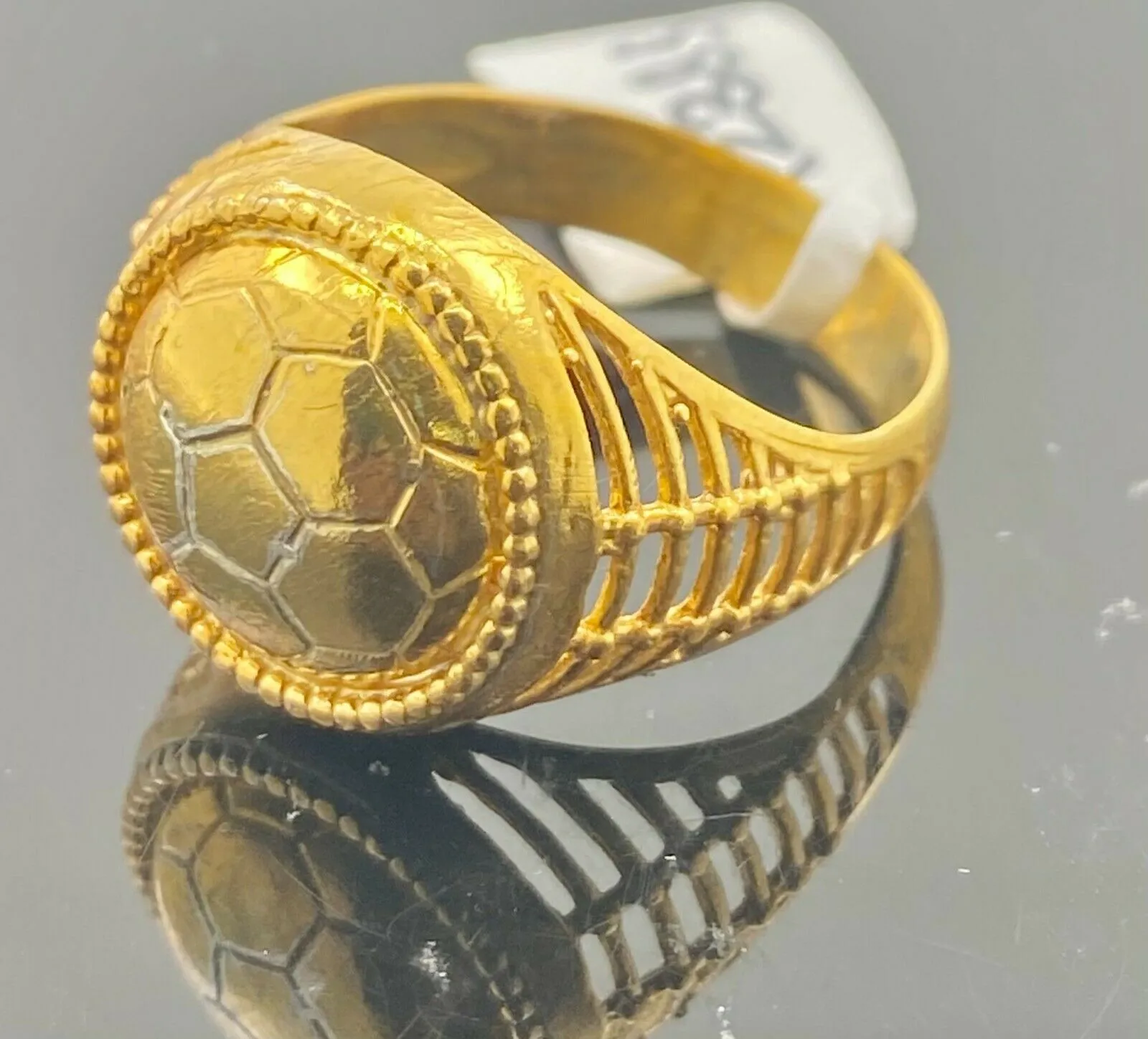 22k Ring Solid Gold ELEGANT Charm Mens Soccer Band SIZE 10.75 RESIZABLE r2383