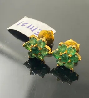 22K Solid Gold Colored Floral Studs E11121