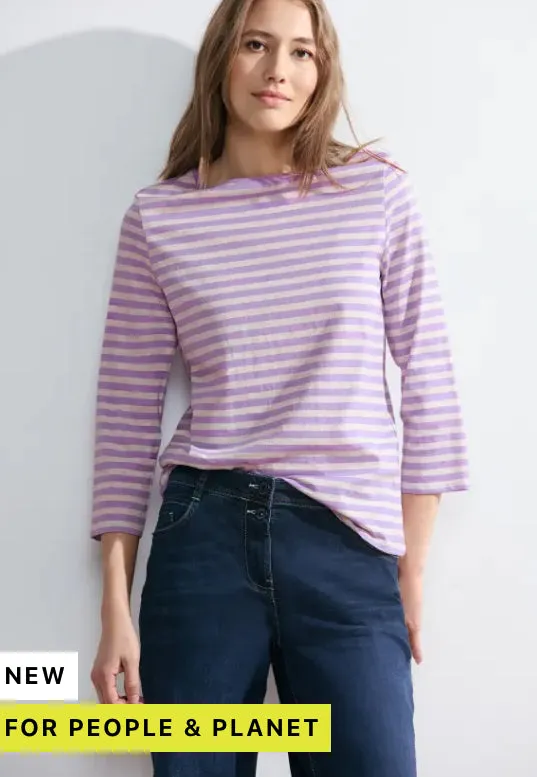 320858- Purple Strip T-shirt- Cecil