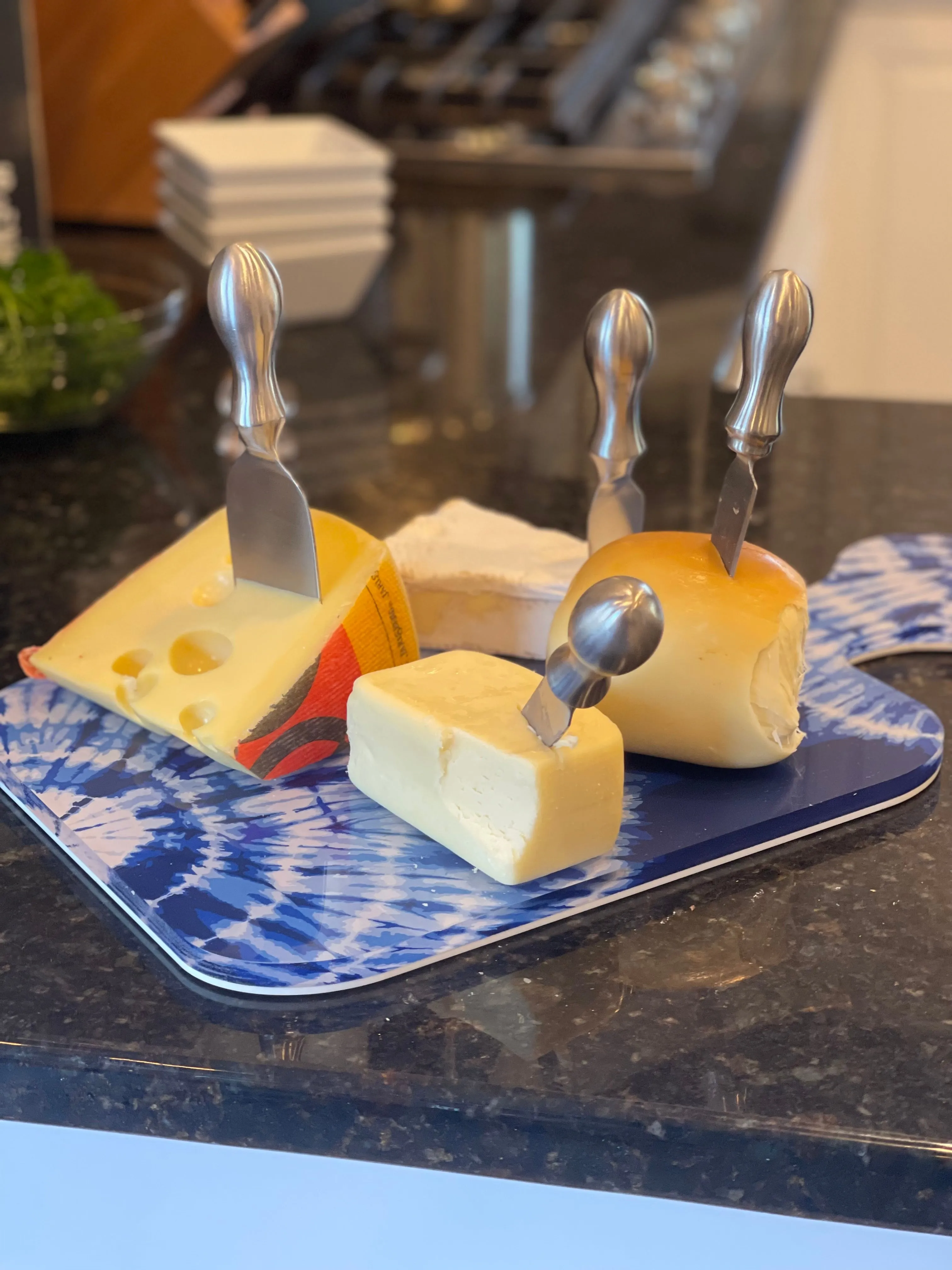 Acrylic Charcuterie Board - Navy & White Tye Dye