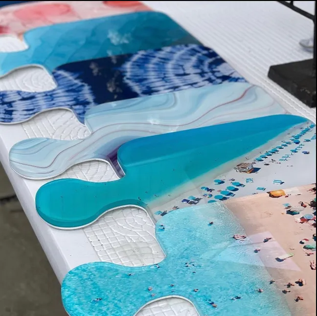 Acrylic Charcuterie Board - Navy & White Tye Dye