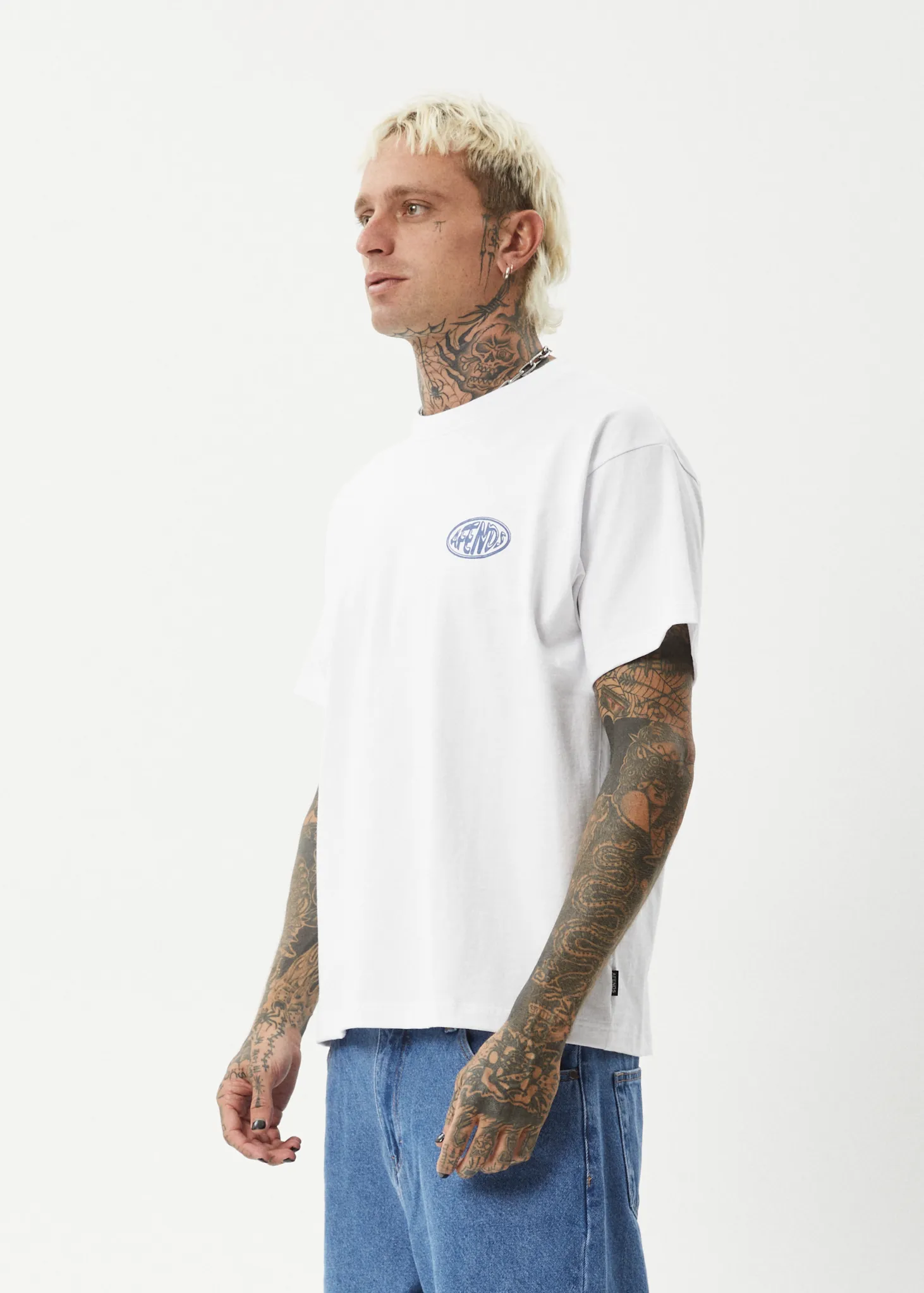 AFENDS Mens Frogga - Heavy Boxy Fit Tee - White