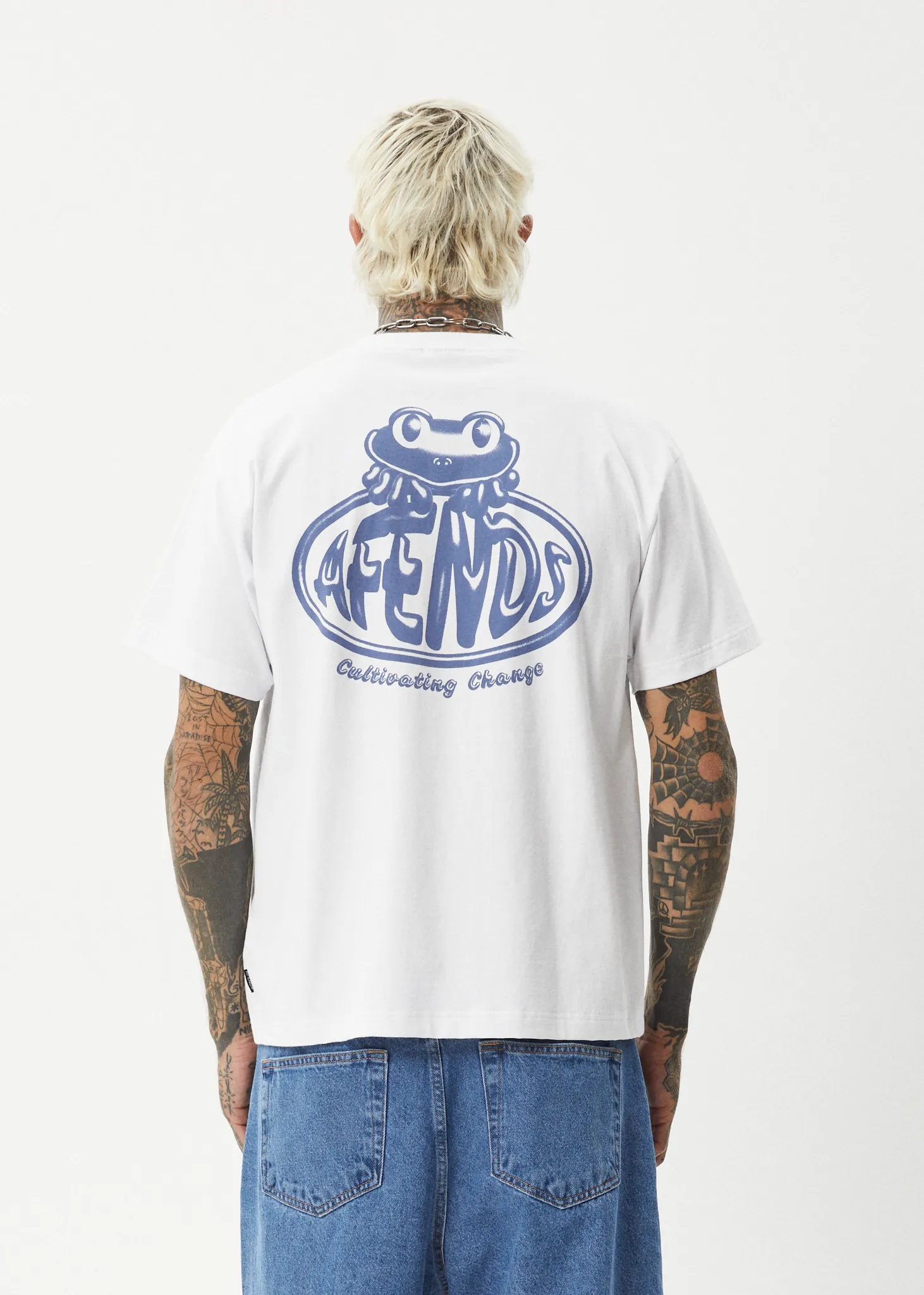 AFENDS Mens Frogga - Heavy Boxy Fit Tee - White