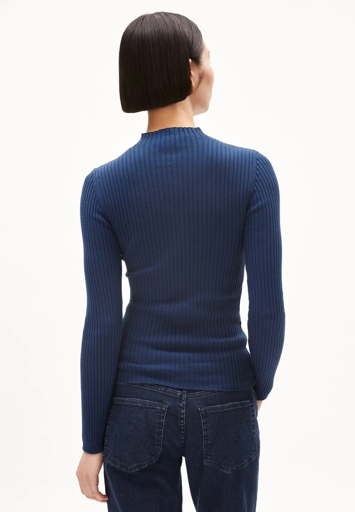 Alaania organic basic mock neck - Faded indigo