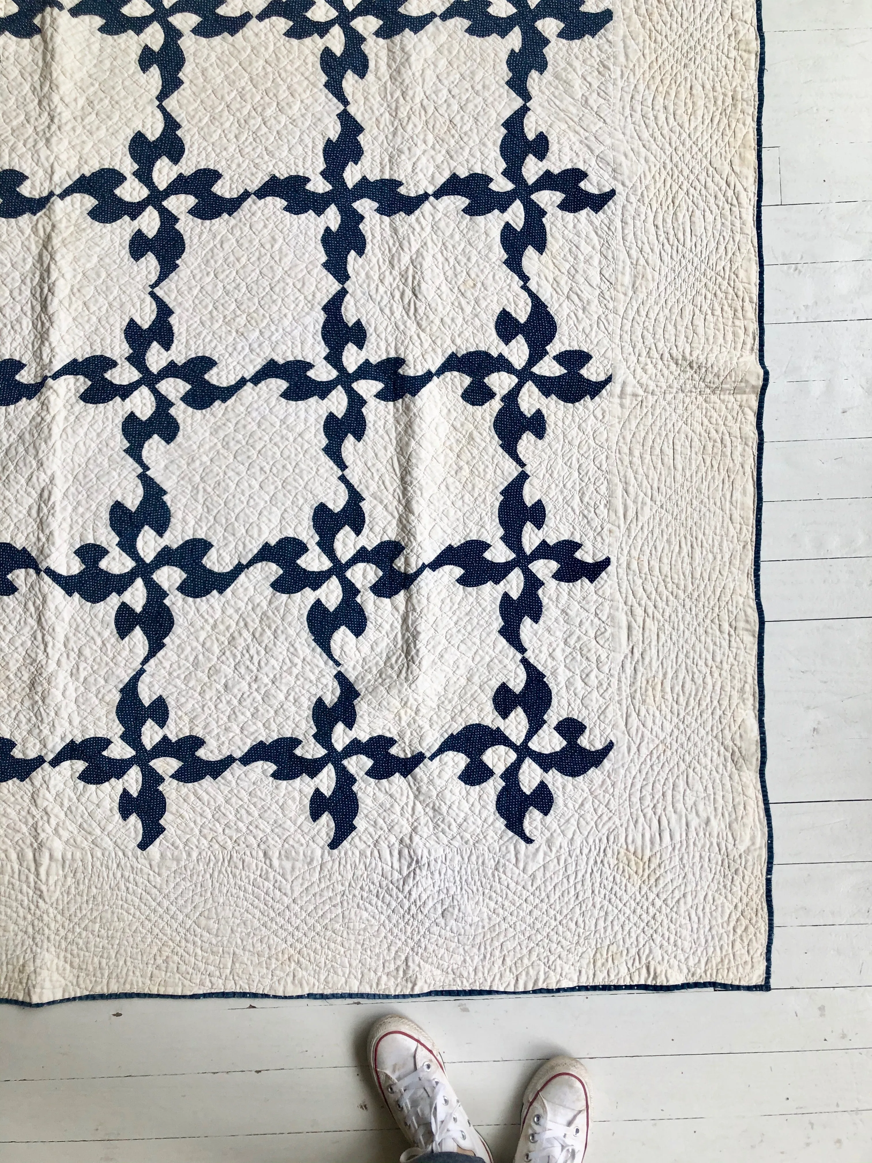 Antique Calico Drunkards Path Quilt