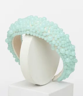 Aqua Blue Beaded Headband