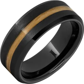 Barrel Aged Black Diamond Ceramic Ring with Chardonnay Wood Inlay and Grain Finish