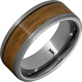 Barrel Aged Rugged Tungsten Ring with Single Malt Scotch Inlay and Stone Finish