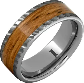 Barrel Aged Rugged Tungsten Ring with Single Malt Scotch Wood Inlay