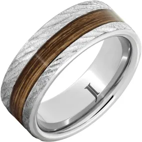 Barrel Aged Serinium Ring with Bourbon Wood Inlay and Bark Finish