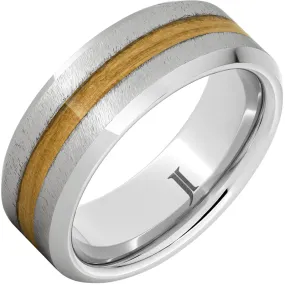 Barrel Aged Serinium Ring with Chardonnay Wood Inlay and Grain Finish