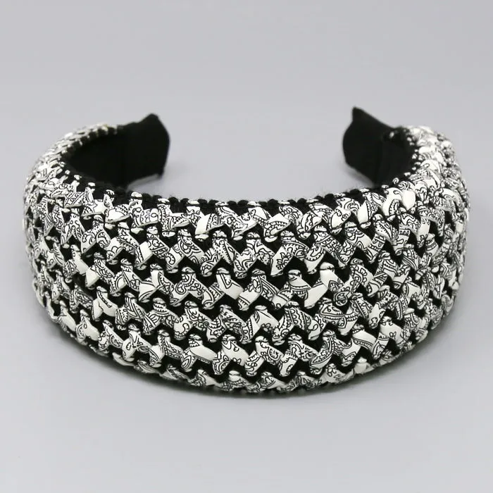 Basket Weave Wide Leather Headband