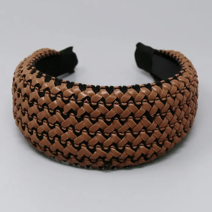 Basket Weave Wide Leather Headband