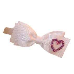 Beaded Heart Headband - White