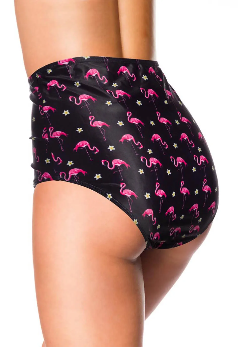 Belsira Summer Flamingo High Bikini Pants Black