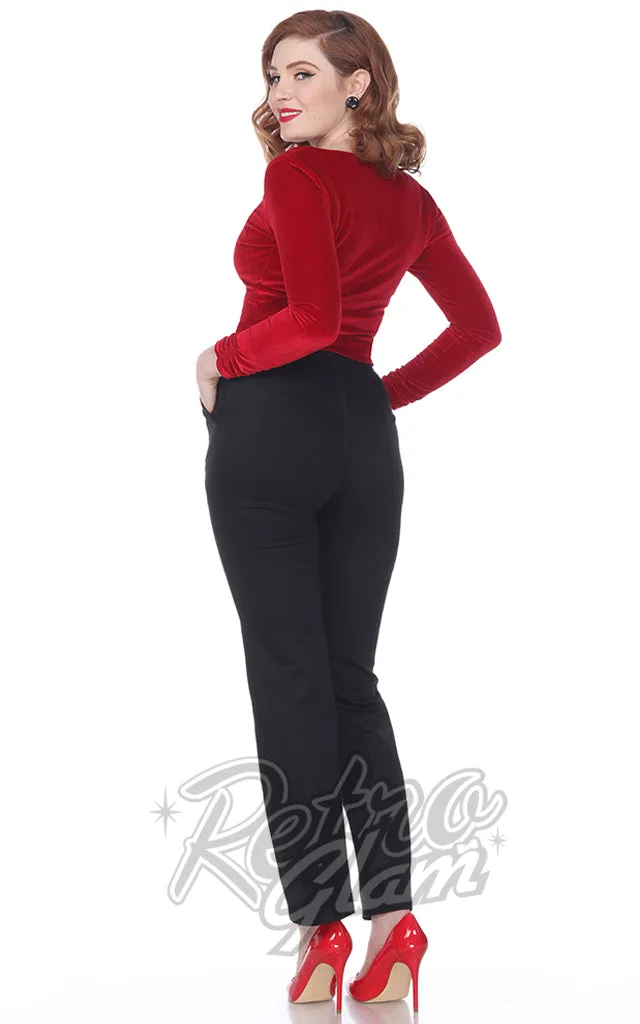 Bettie Page Monica Pants in Black - M & XL left only