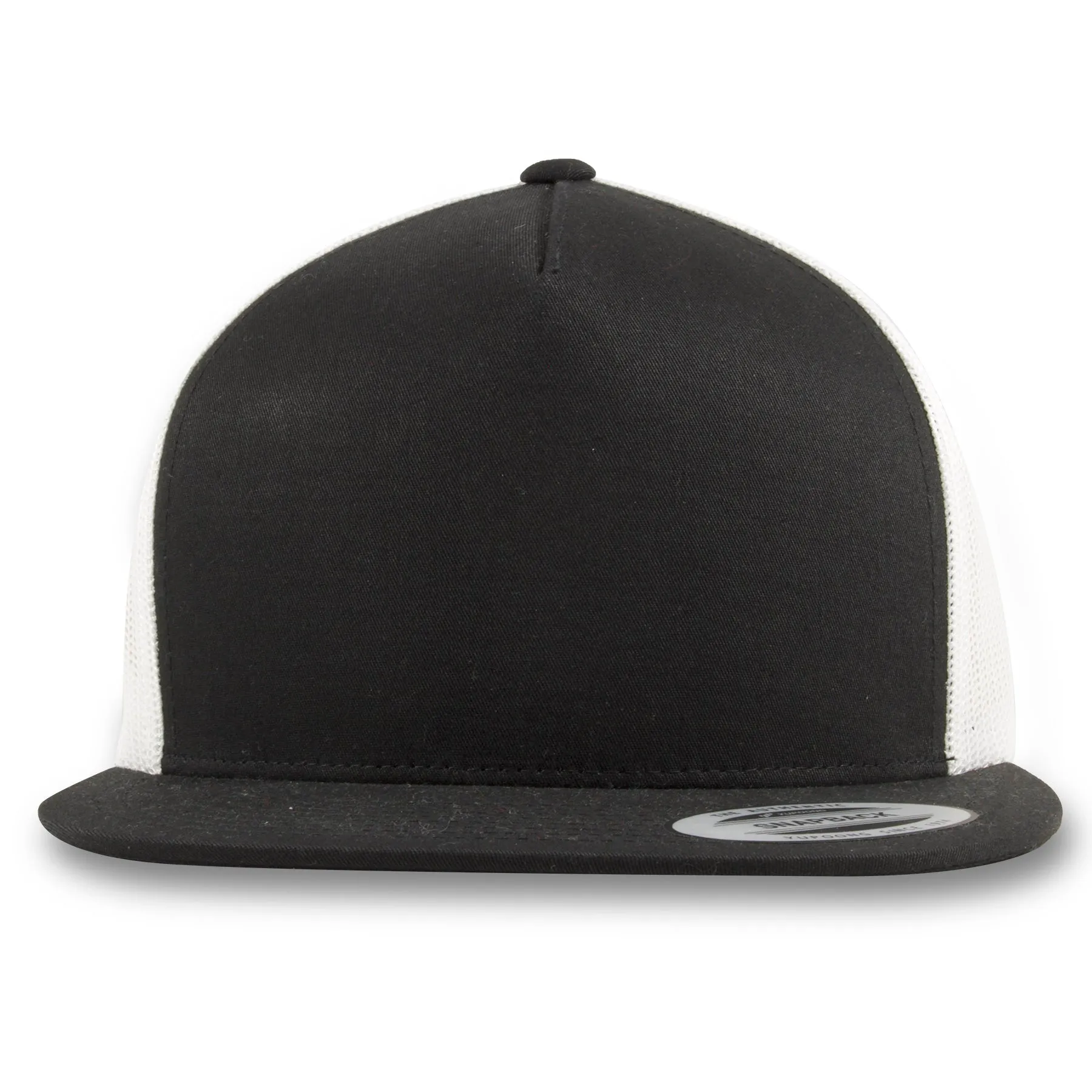 Black on White Trucker Mesh-Back Snapback Hat