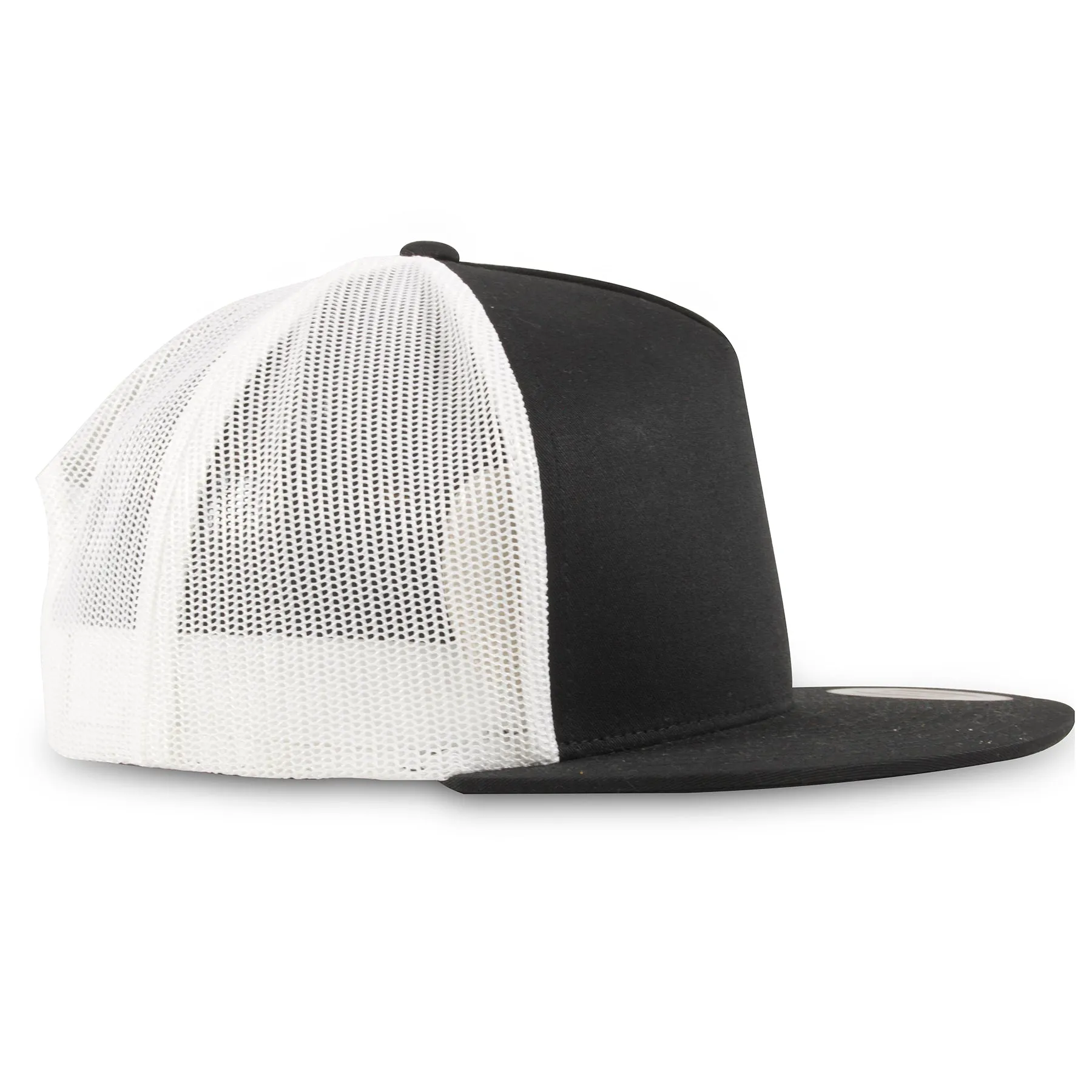 Black on White Trucker Mesh-Back Snapback Hat