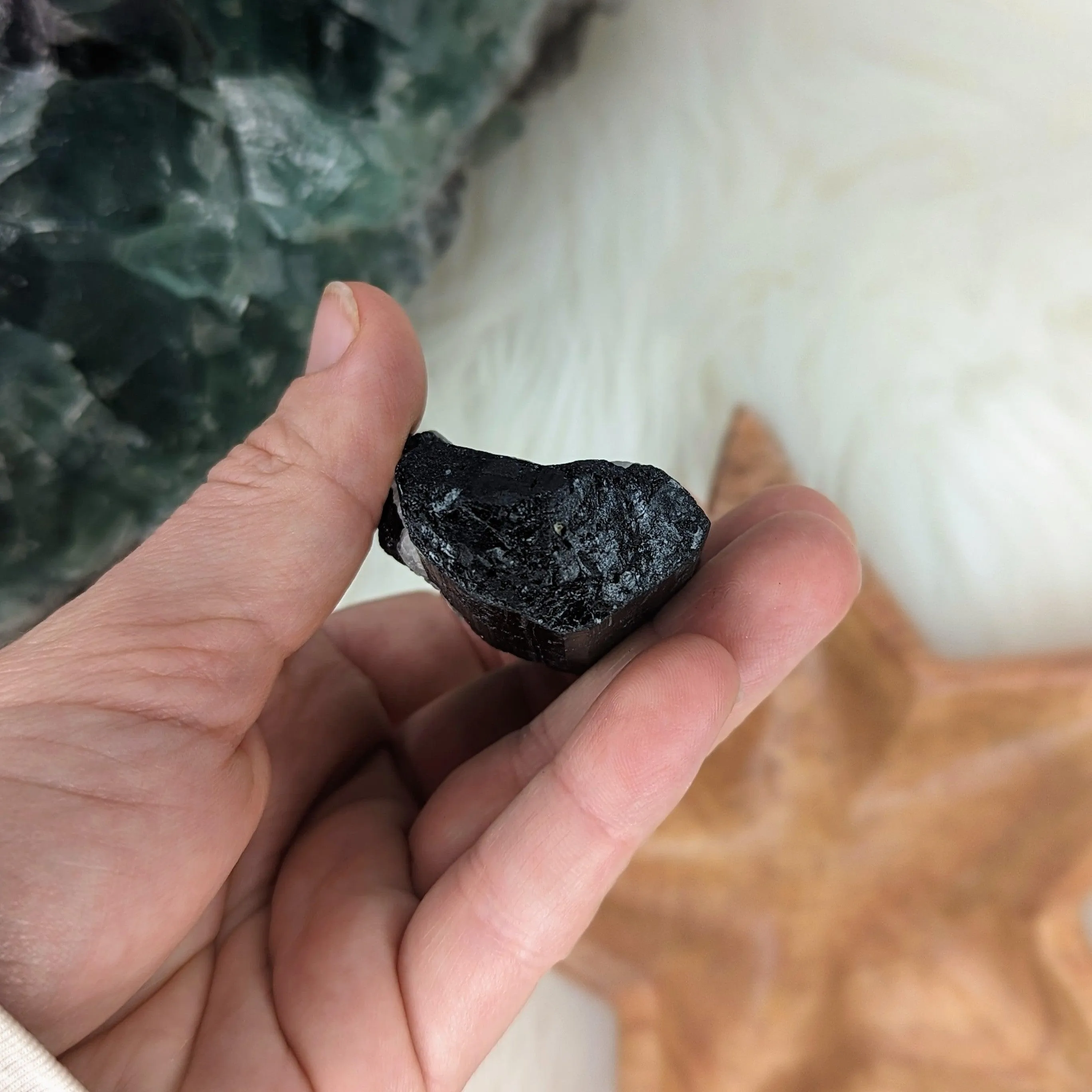 Black Tourmaline Natural Specimen with Quartz~ AA Grade~ Highly Protective Stone