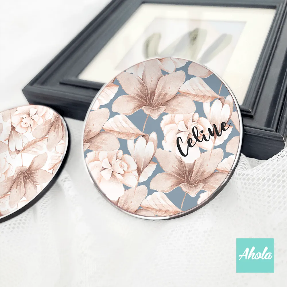 【Blush Floral】15W Ultra thin FastWireless Charger Pad 復古花朵名字無線差電板