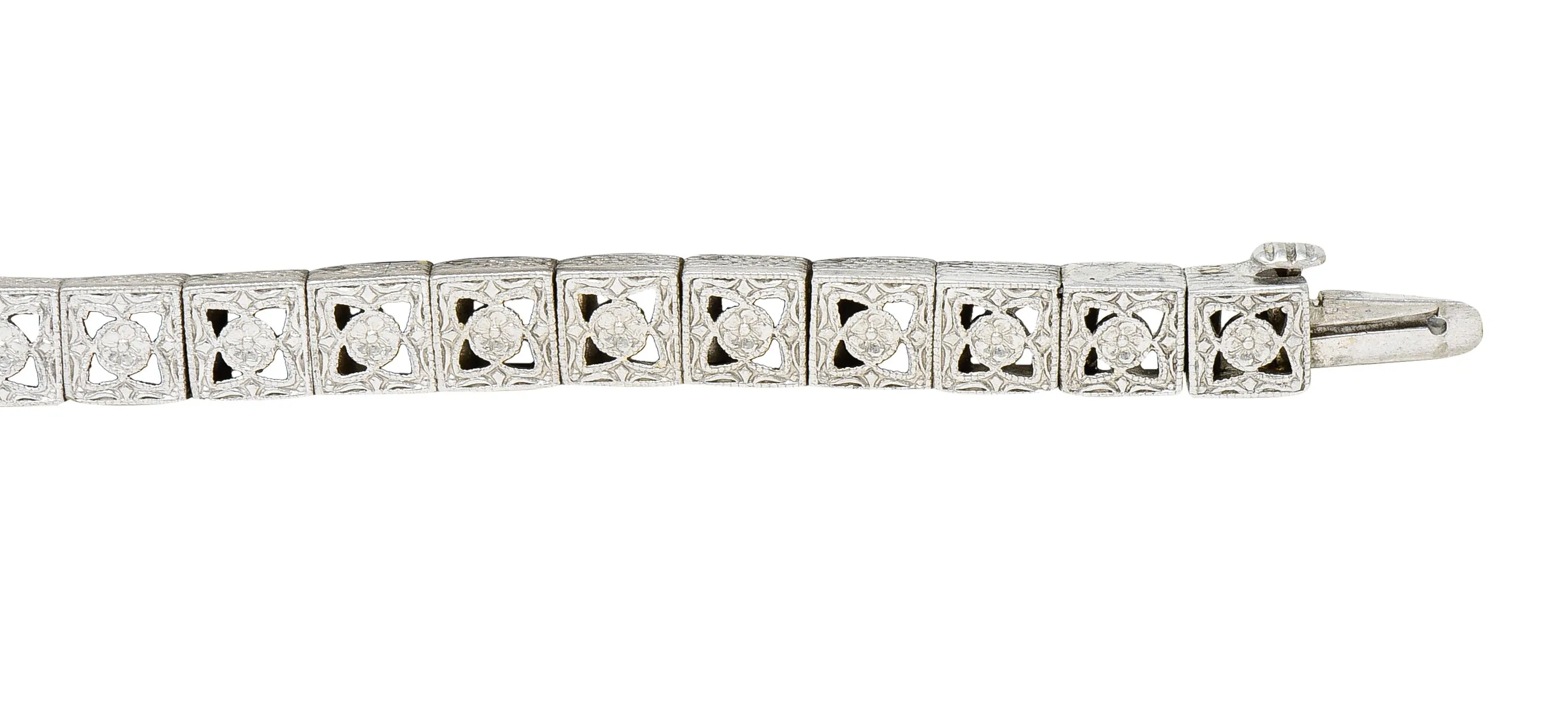 Brassler Co. Art Deco 3.25 CTW Sapphire Diamond Platinum-Topped 14 Karat Gold Floral Link Bracelet