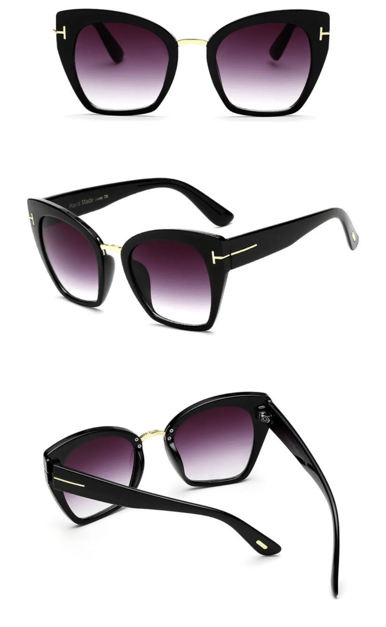 Cateye Style Black Gradient Lens Sunglasses