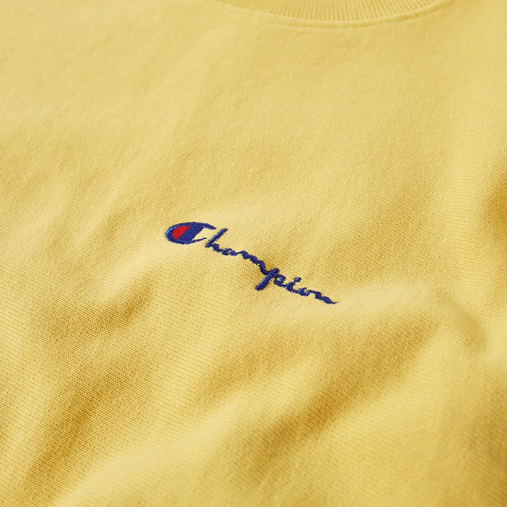 Champion Reverse Weave Small Script Logo Crew SweatYellow