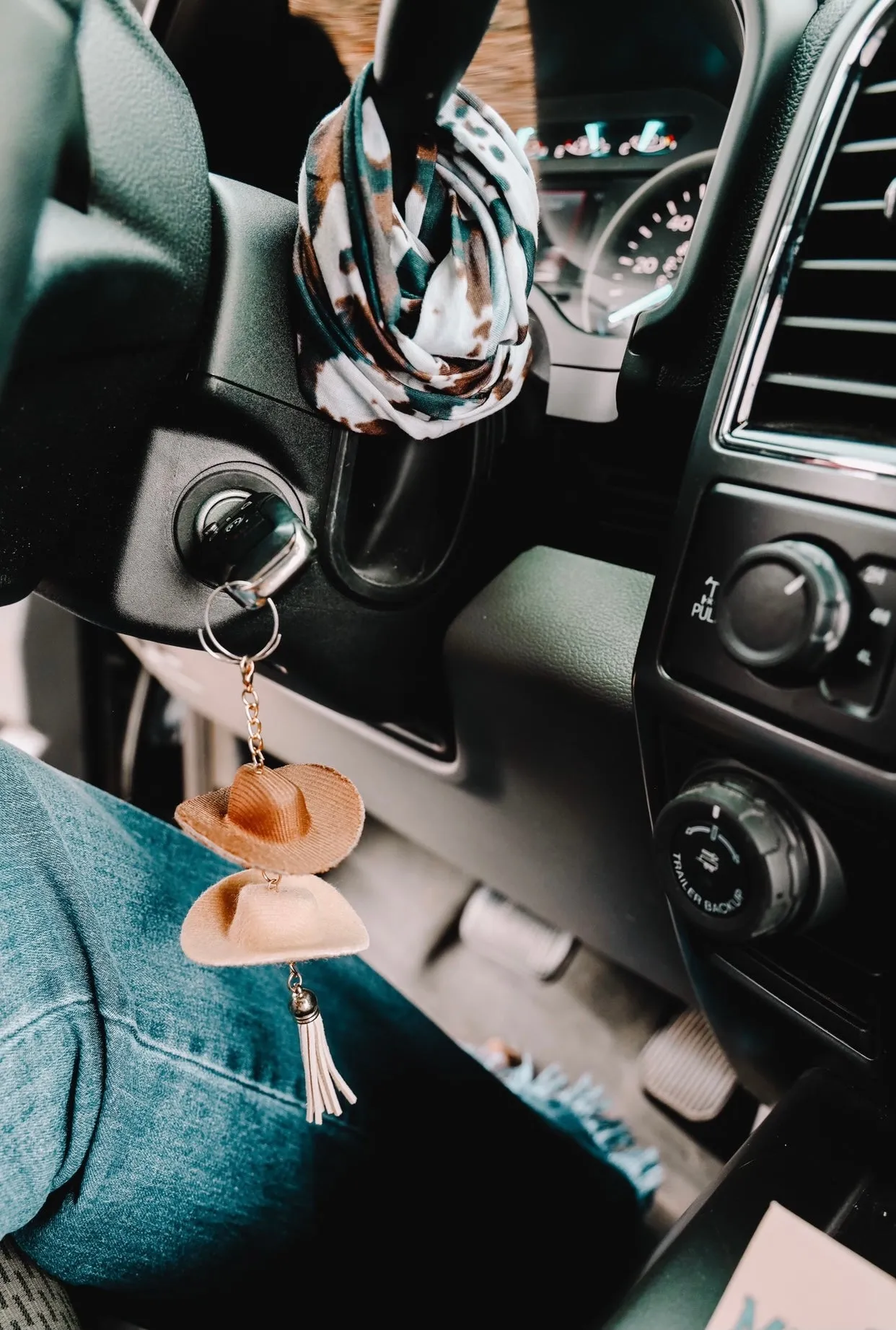 Combo Brown & Stone Cowboy Hat Rearview Mirror Charm