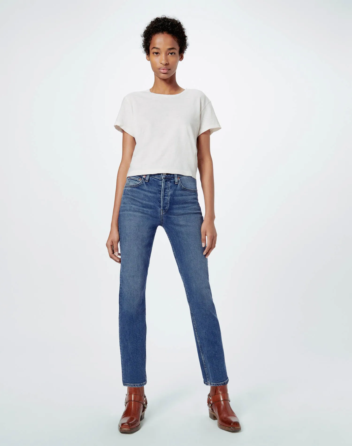 Comfort Stretch High Rise Ankle Crop - Mid 70s