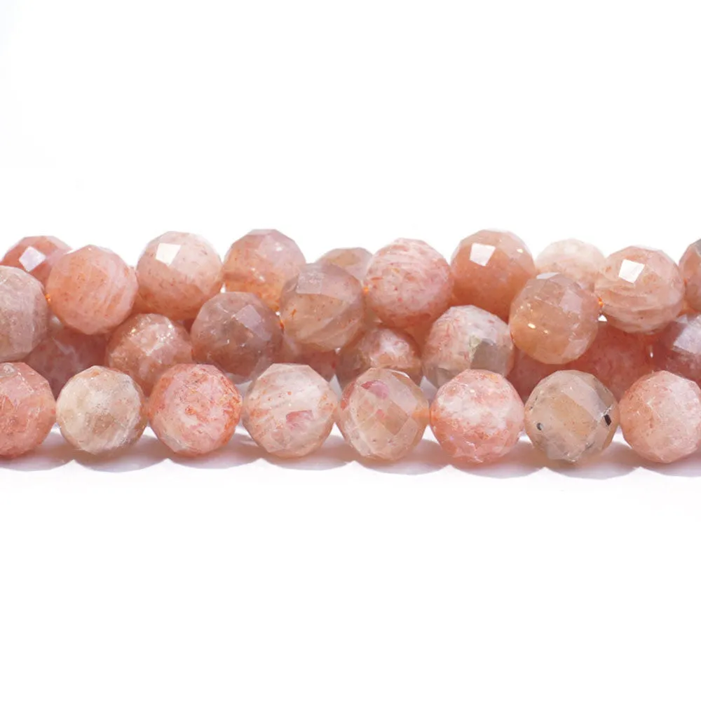 Dakota Stones Gemstone Beads, Golden Sunstone Grade A, Faceted Round 8mm (16 Inch Strand)