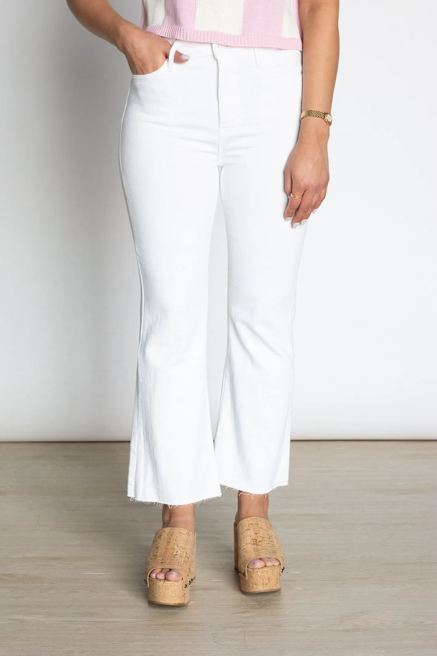 Dream City White Crop Flare Denim