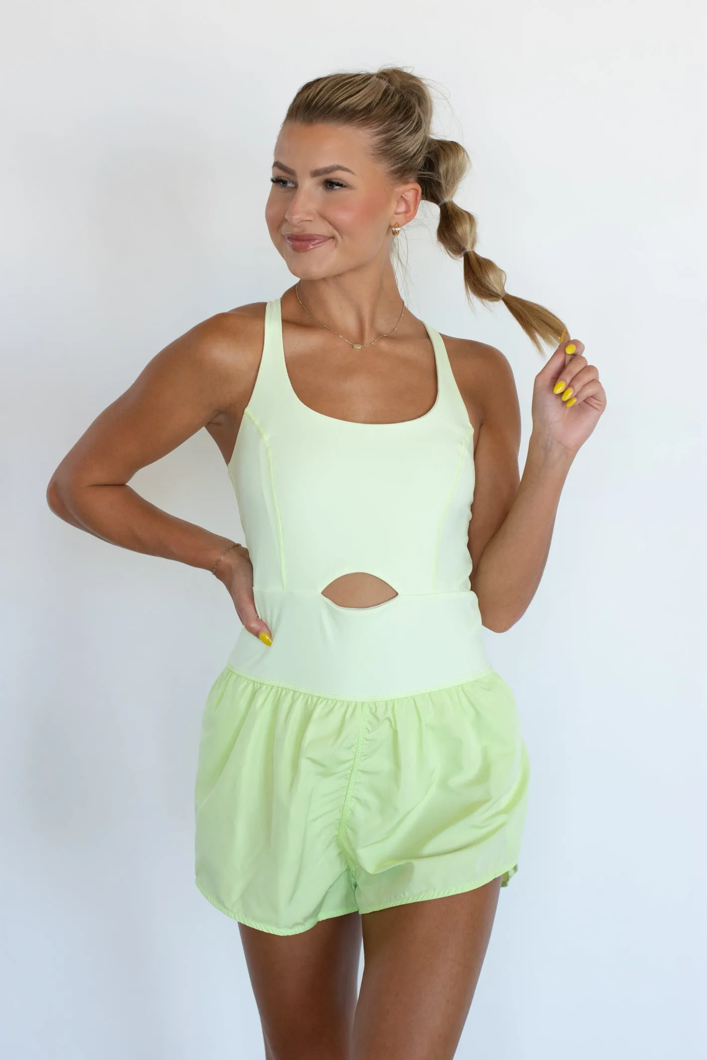 Everything I Need Lime Athletic Romper