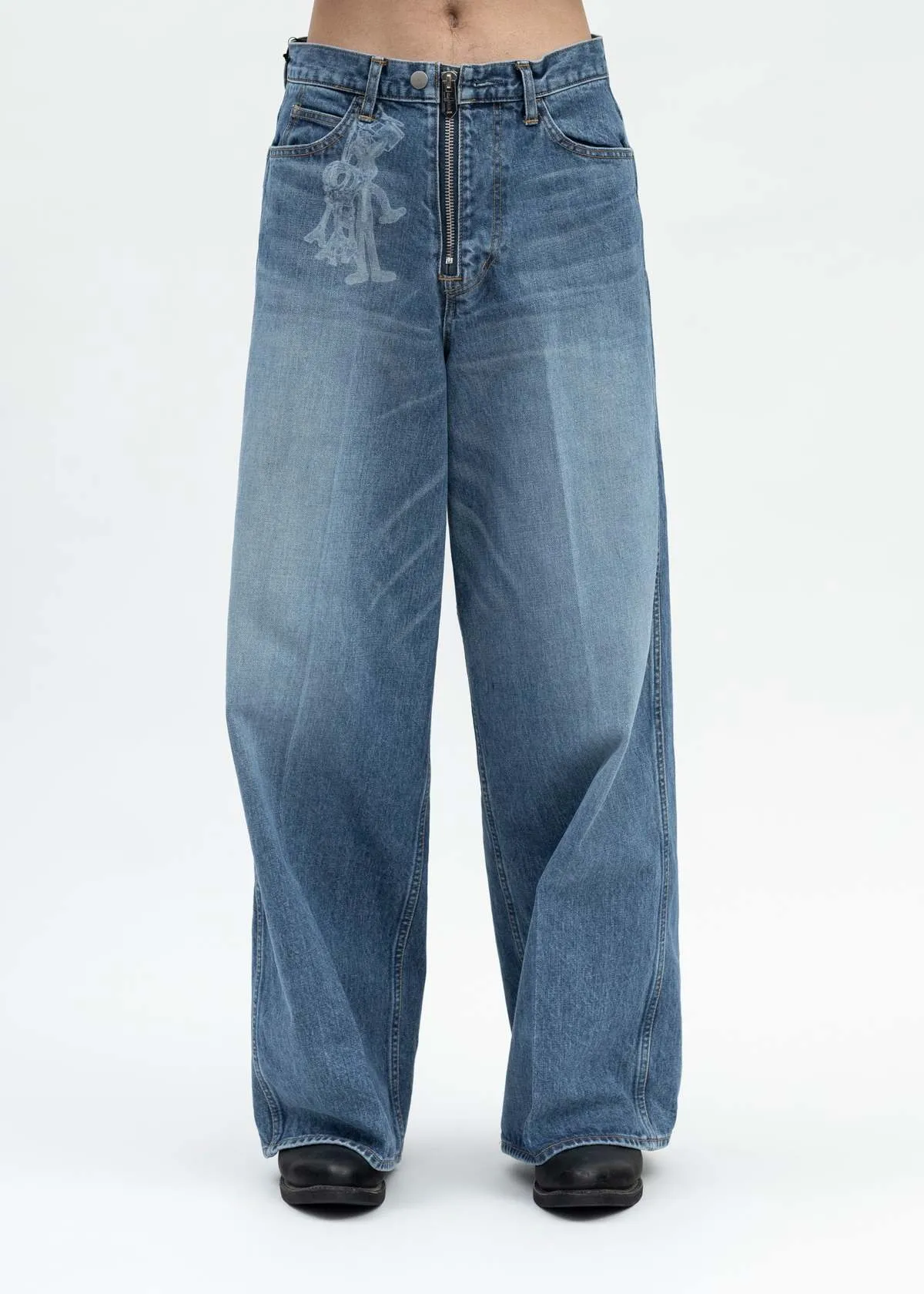 FADED INDIGO MASUBOYS BAGGY KEYHOLDER JEANS - Blue