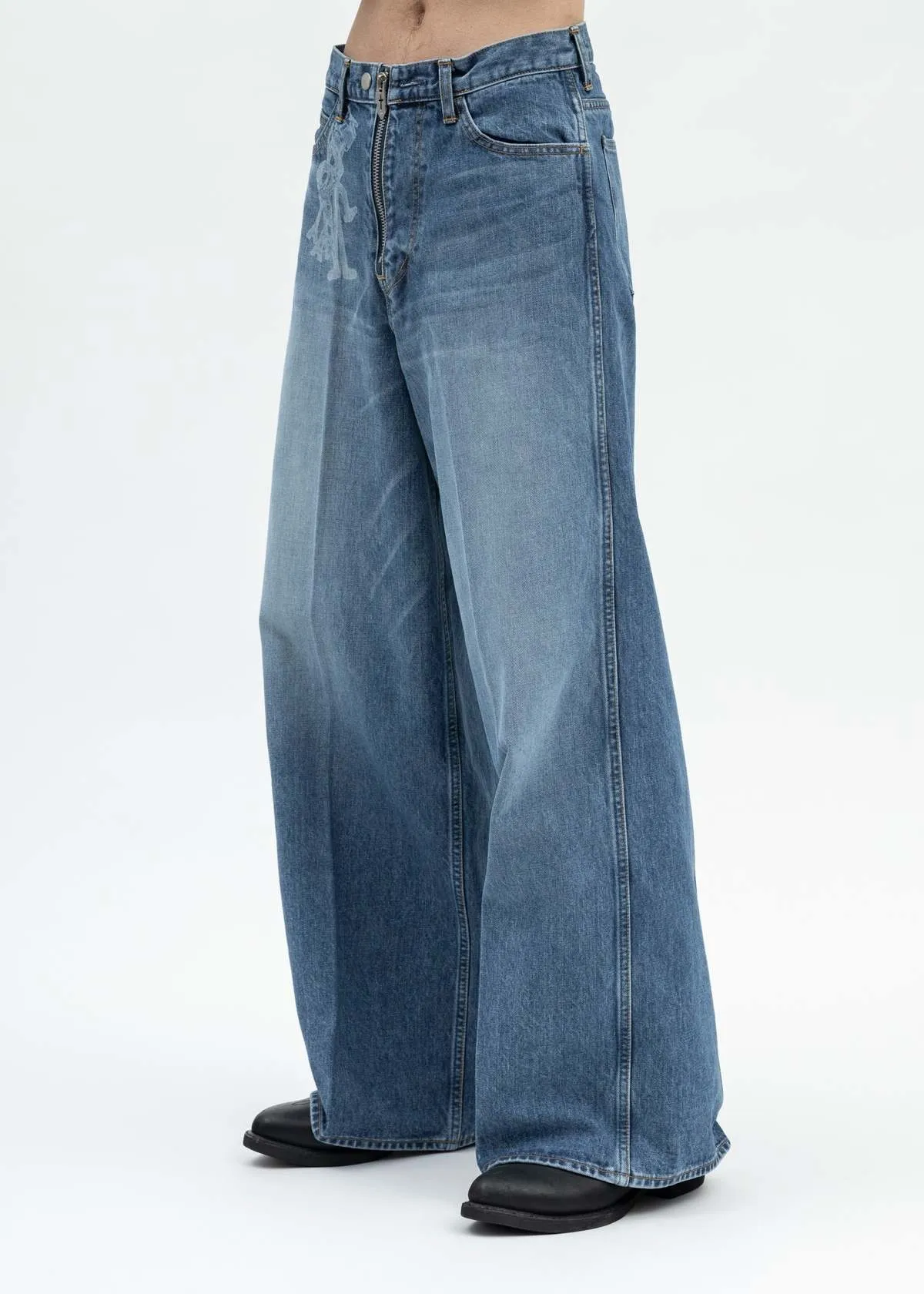 FADED INDIGO MASUBOYS BAGGY KEYHOLDER JEANS - Blue