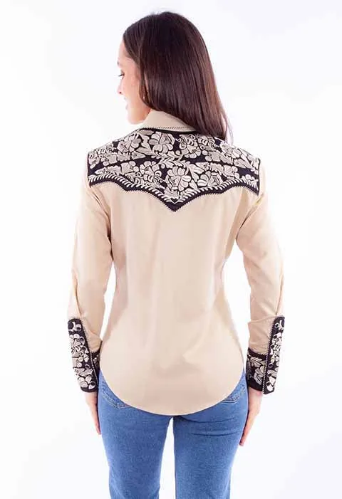 Fast Lane Embroidered Snap Front Blouse