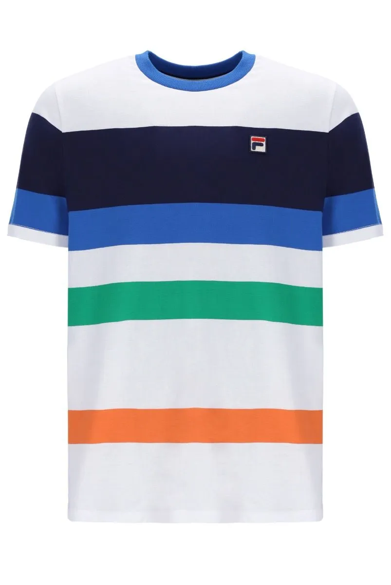 Fila Slitter Logo Crew Neck T-Shirt White/Navy/Blue