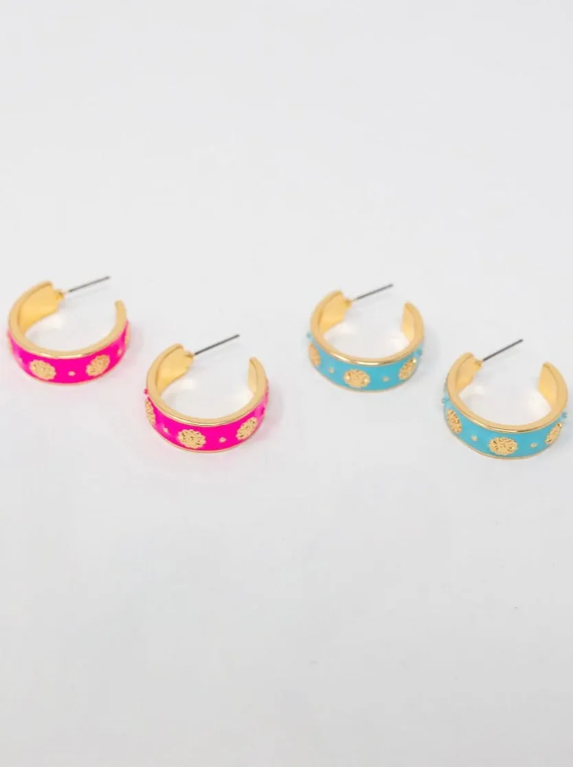 Floral Neon Hoops