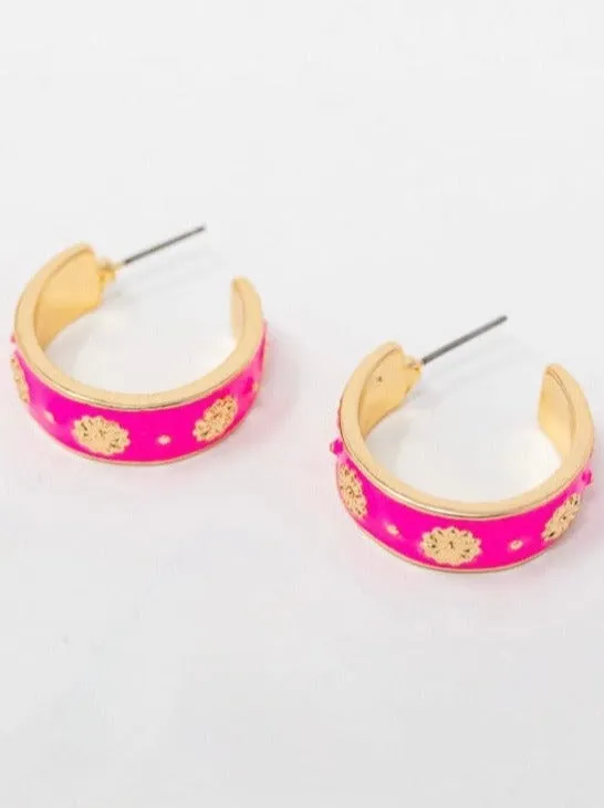 Floral Neon Hoops