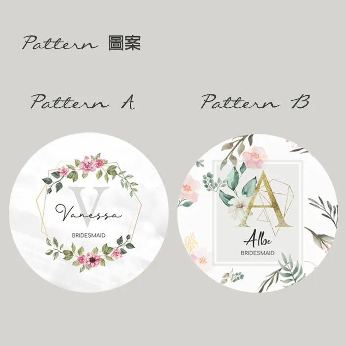 Floral wreath Bridesmaid Round Double Sided Compact Mirror 花環伴娘隨身鏡盒