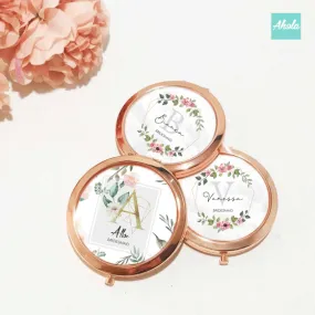 Floral wreath Bridesmaid Round Double Sided Compact Mirror 花環伴娘隨身鏡盒