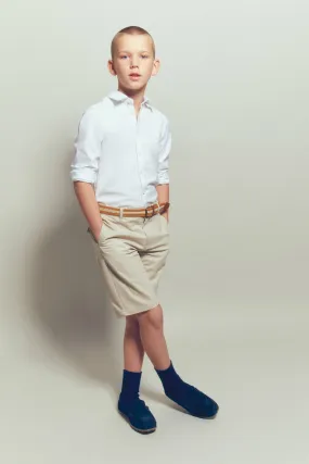 Formal Shorts With Belt - Beige / Camel