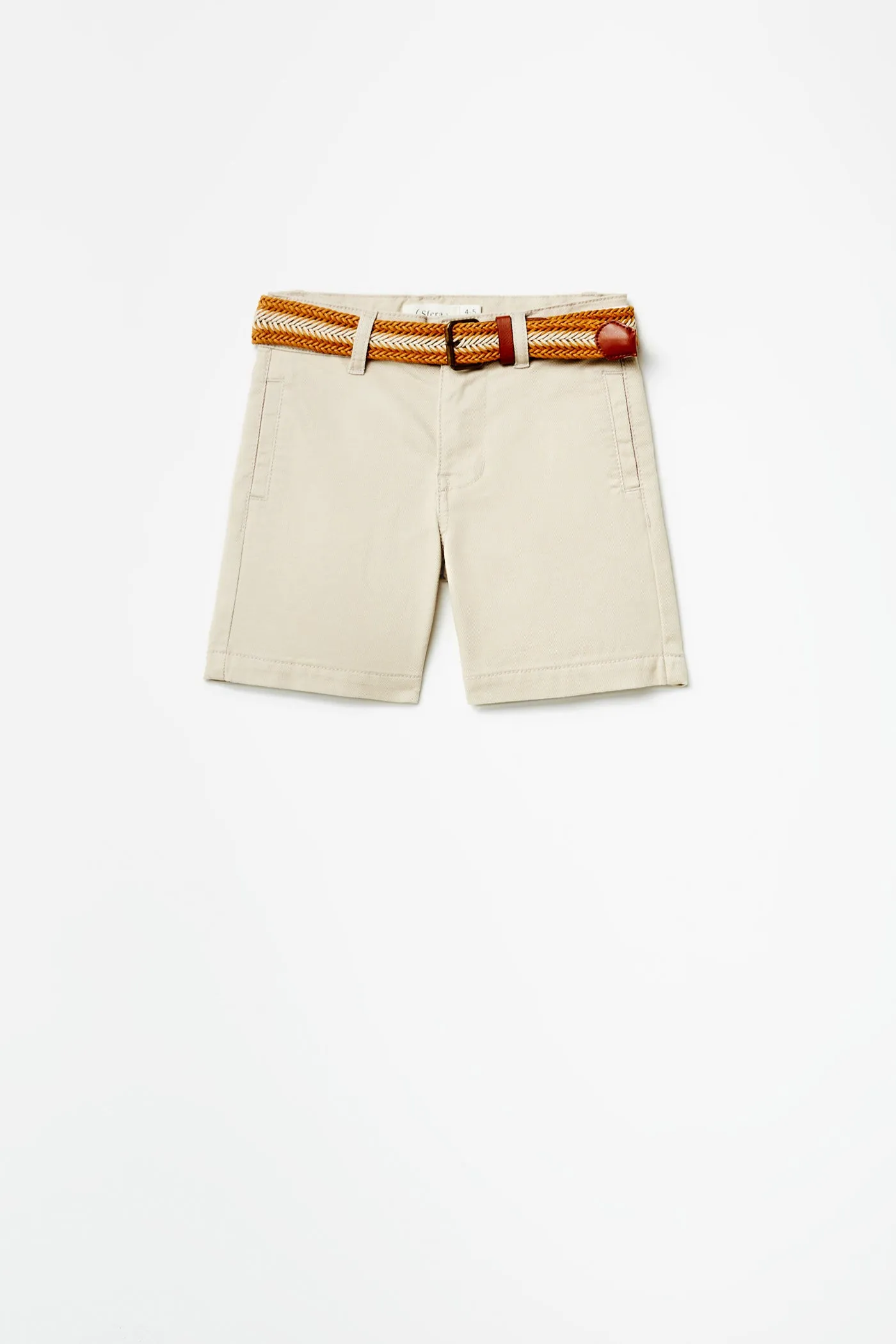 Formal Shorts With Belt - Beige / Camel