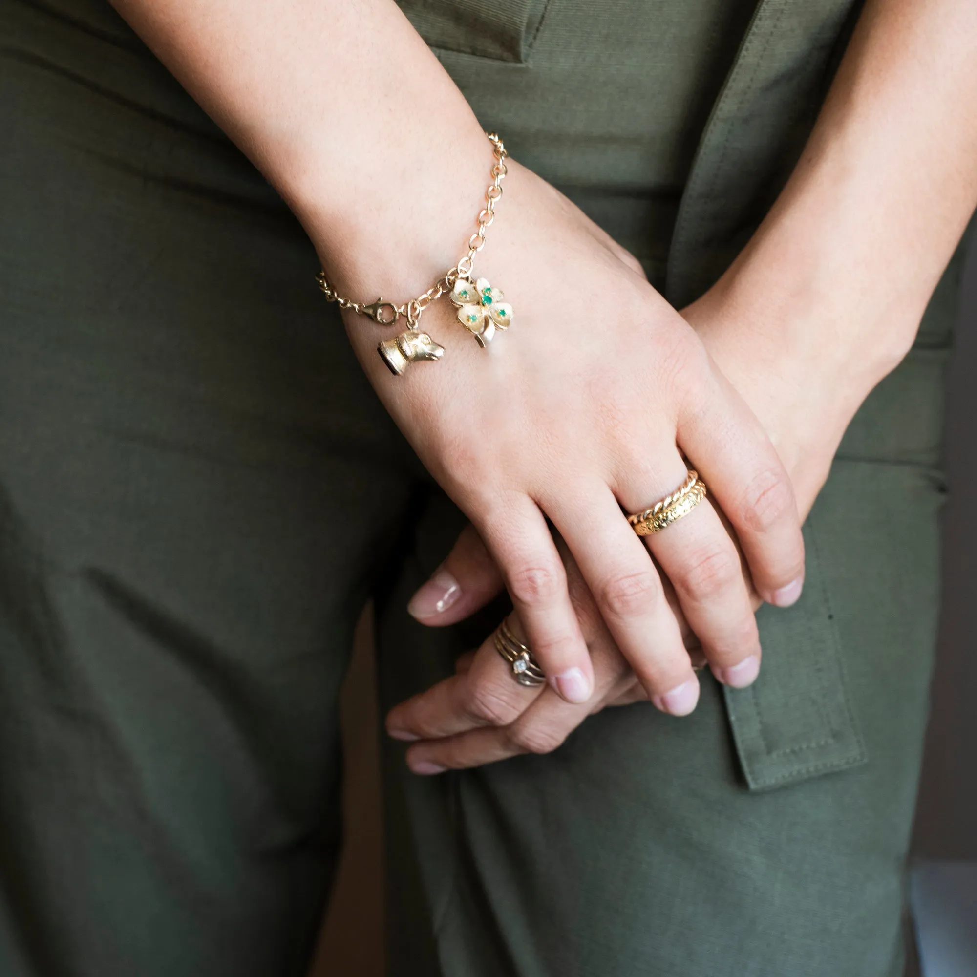 Golden Clover with Emeralds